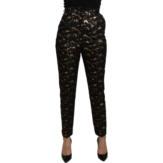 Dolce & Gabbana Black Gold Brocade High Waist Pants