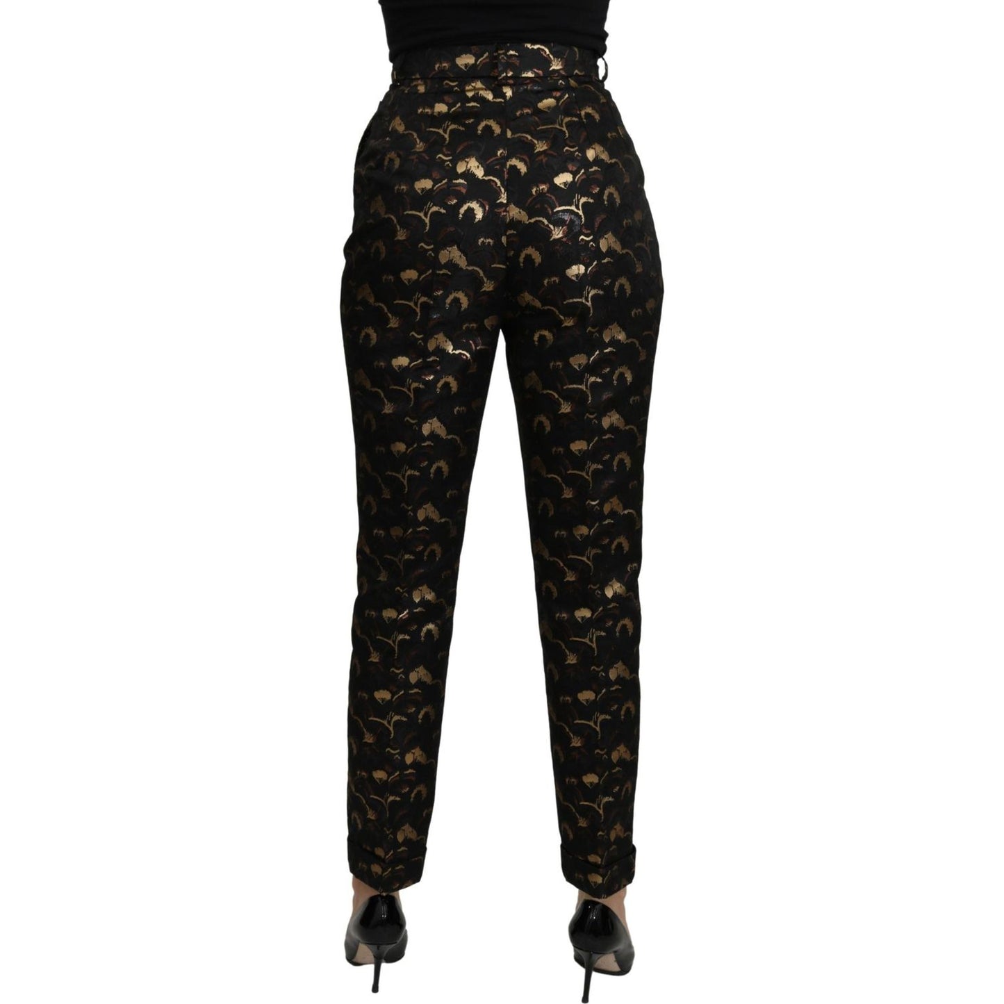 Dolce & Gabbana Black Gold Brocade High Waist Pants