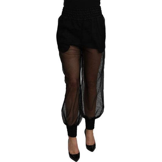 Dolce & Gabbana Black See Through Jogger Polyester Pants