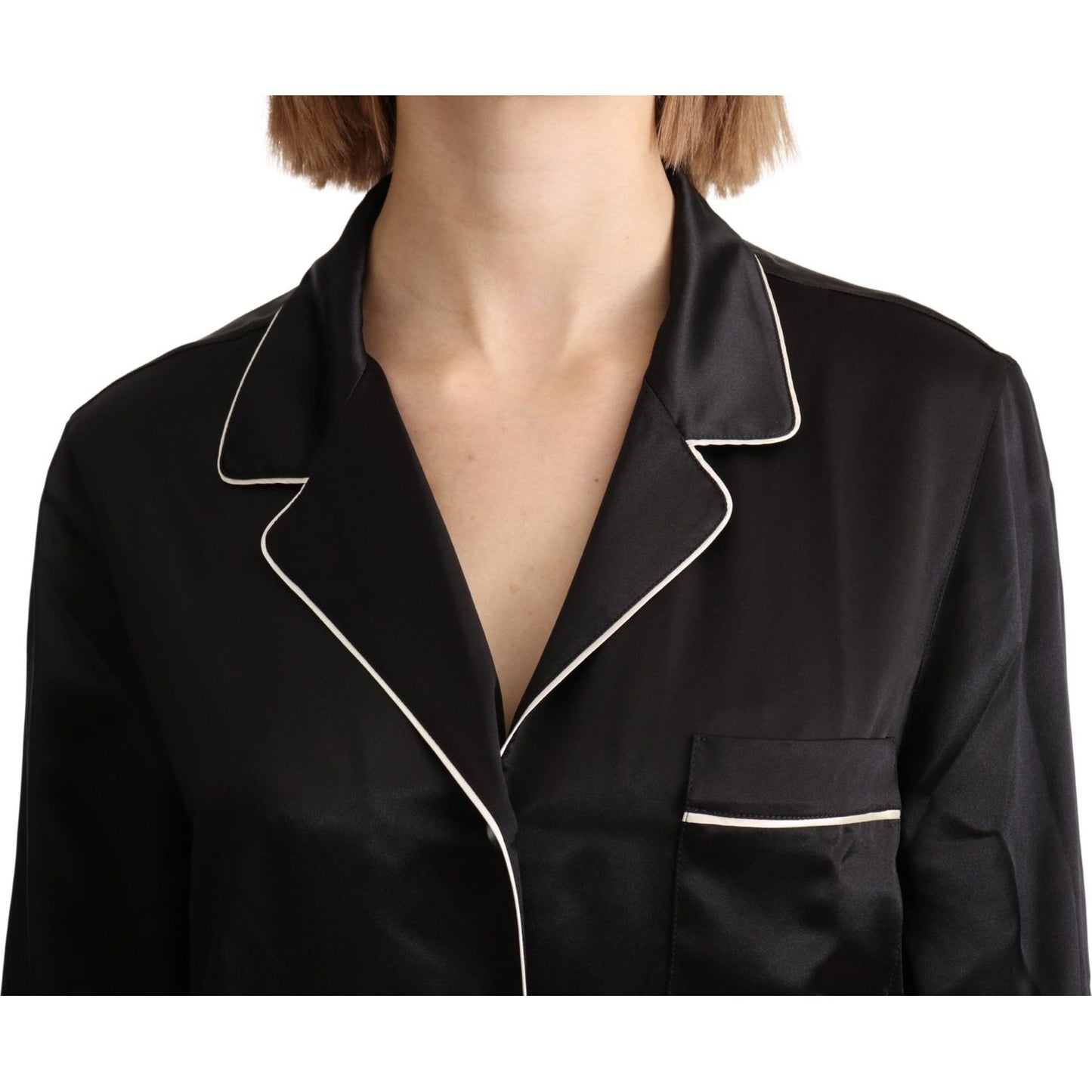 Dolce & Gabbana Elegant Silk Black Button-Up Blouse Dolce & Gabbana