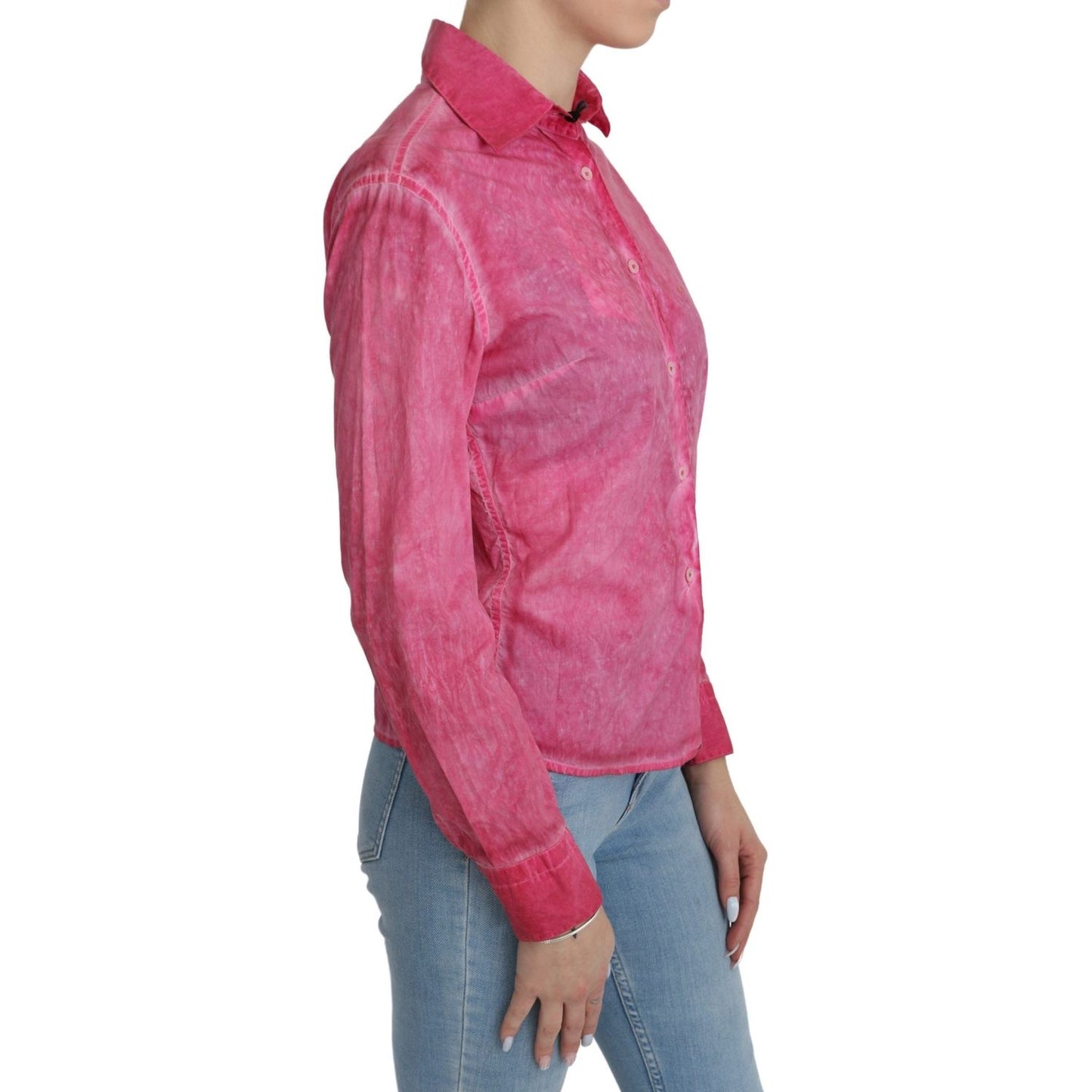 Chic Pink Cotton Polo Blouse by Ermanno Scervino Ermanno Scervino