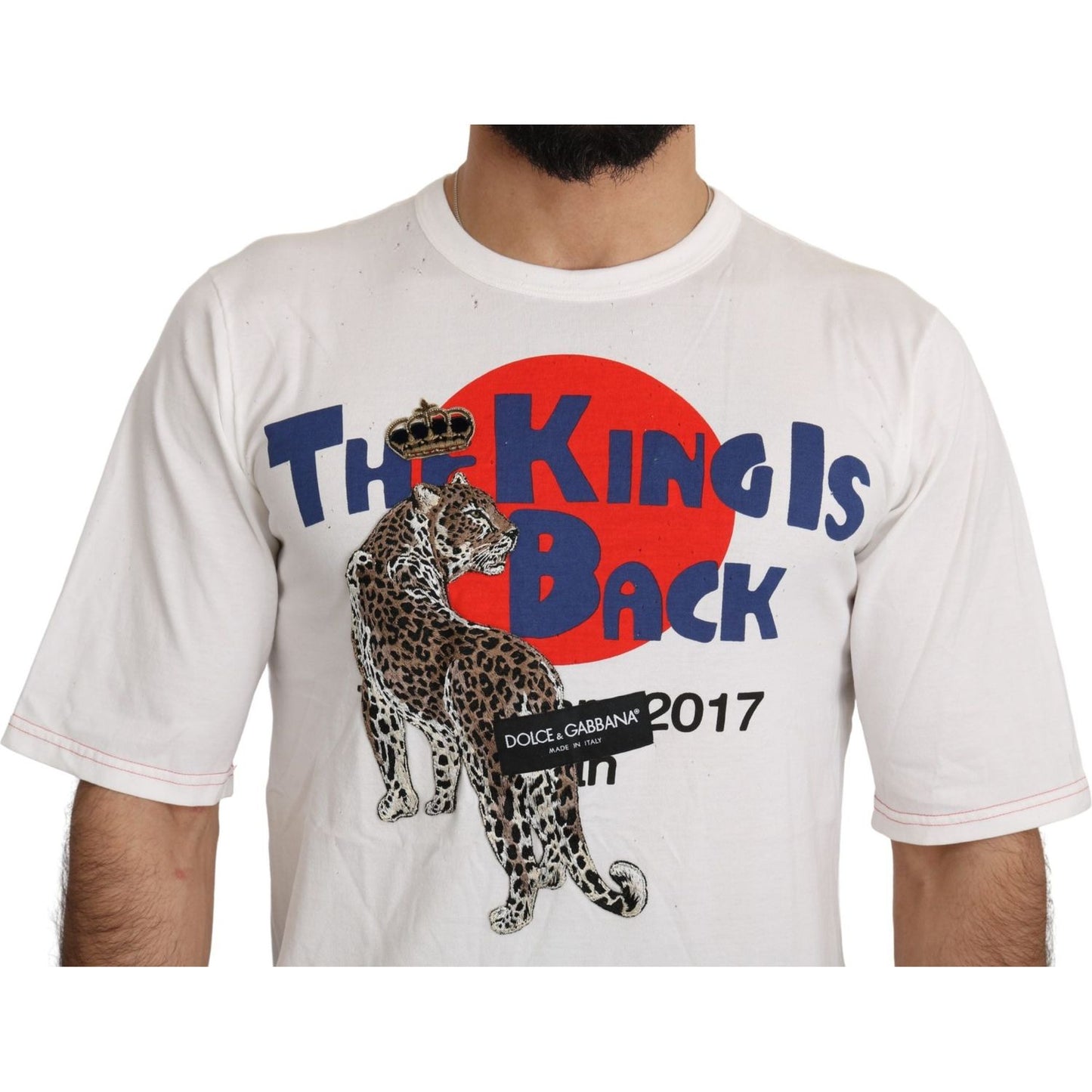 Dolce & Gabbana Sleek Leopard Print Slim Fit Tee Dolce & Gabbana Light Gray