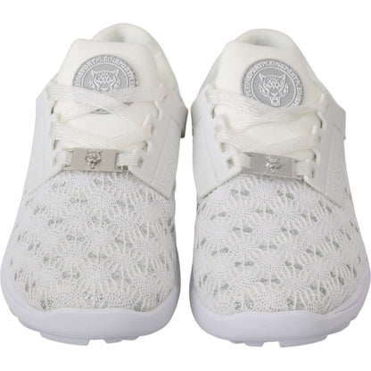Philipp Plein White Polyester Casual Sneakers Shoes