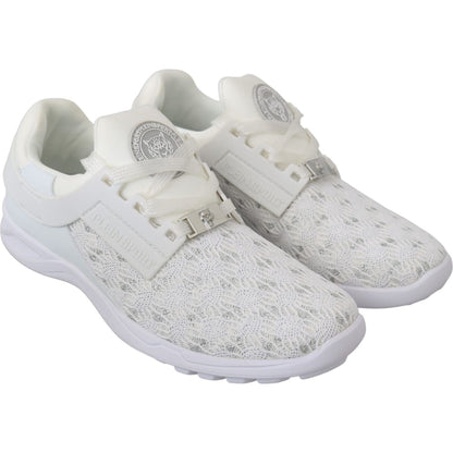 Philipp Plein White Polyester Casual Sneakers Shoes