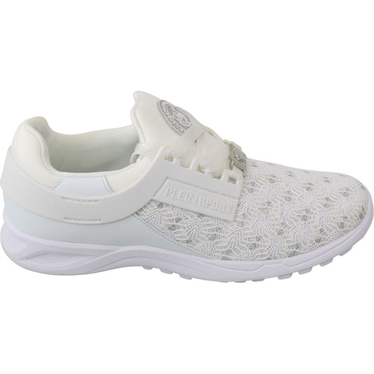 Philipp Plein White Polyester Casual Sneakers Shoes