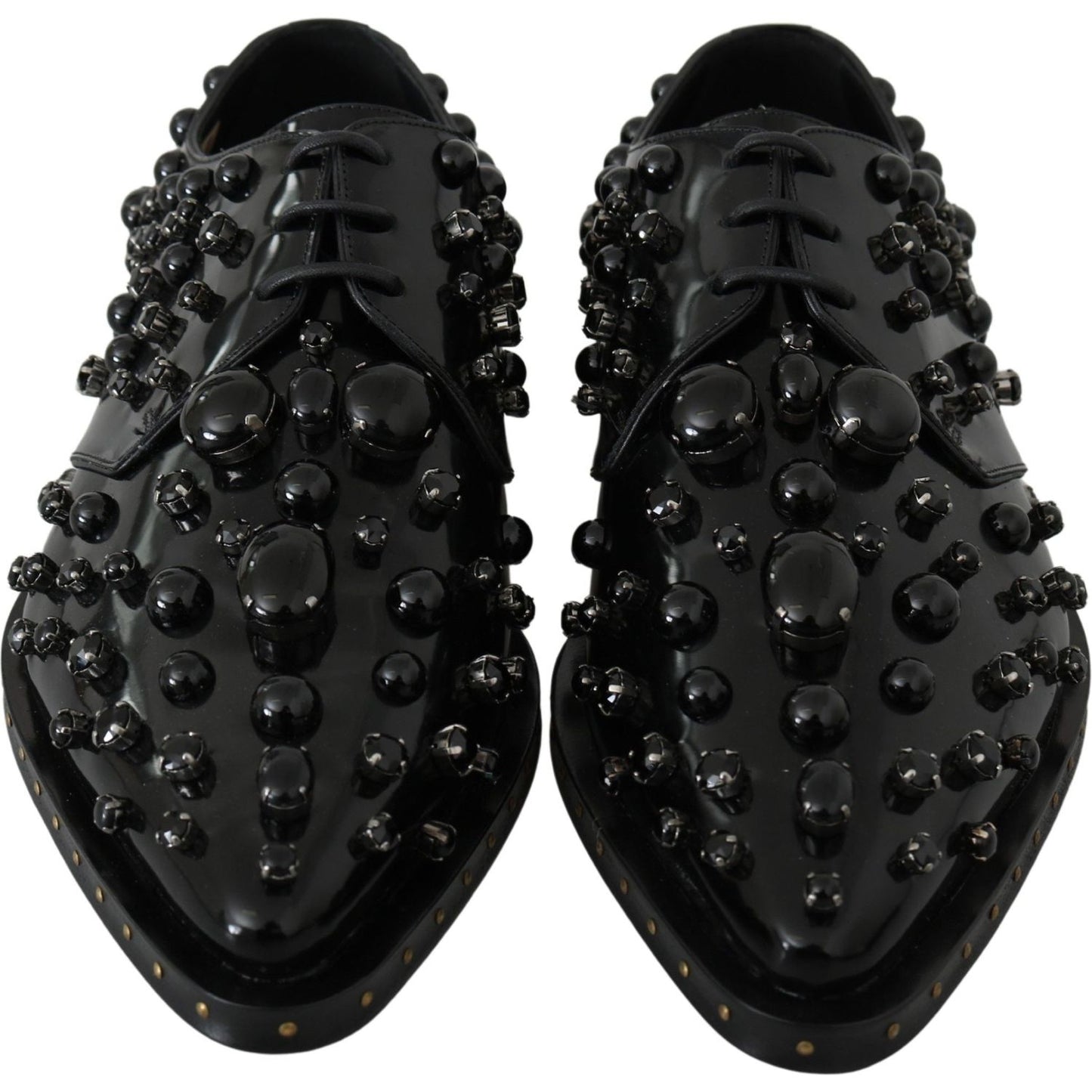 Dolce & Gabbana Elegant Black Crystal Leather Dress Shoes Dolce & Gabbana