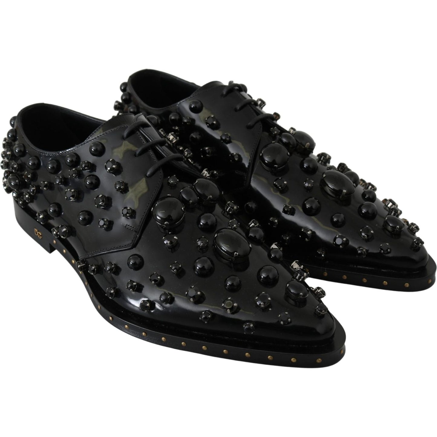 Dolce & Gabbana Elegant Black Crystal Leather Dress Shoes Dolce & Gabbana