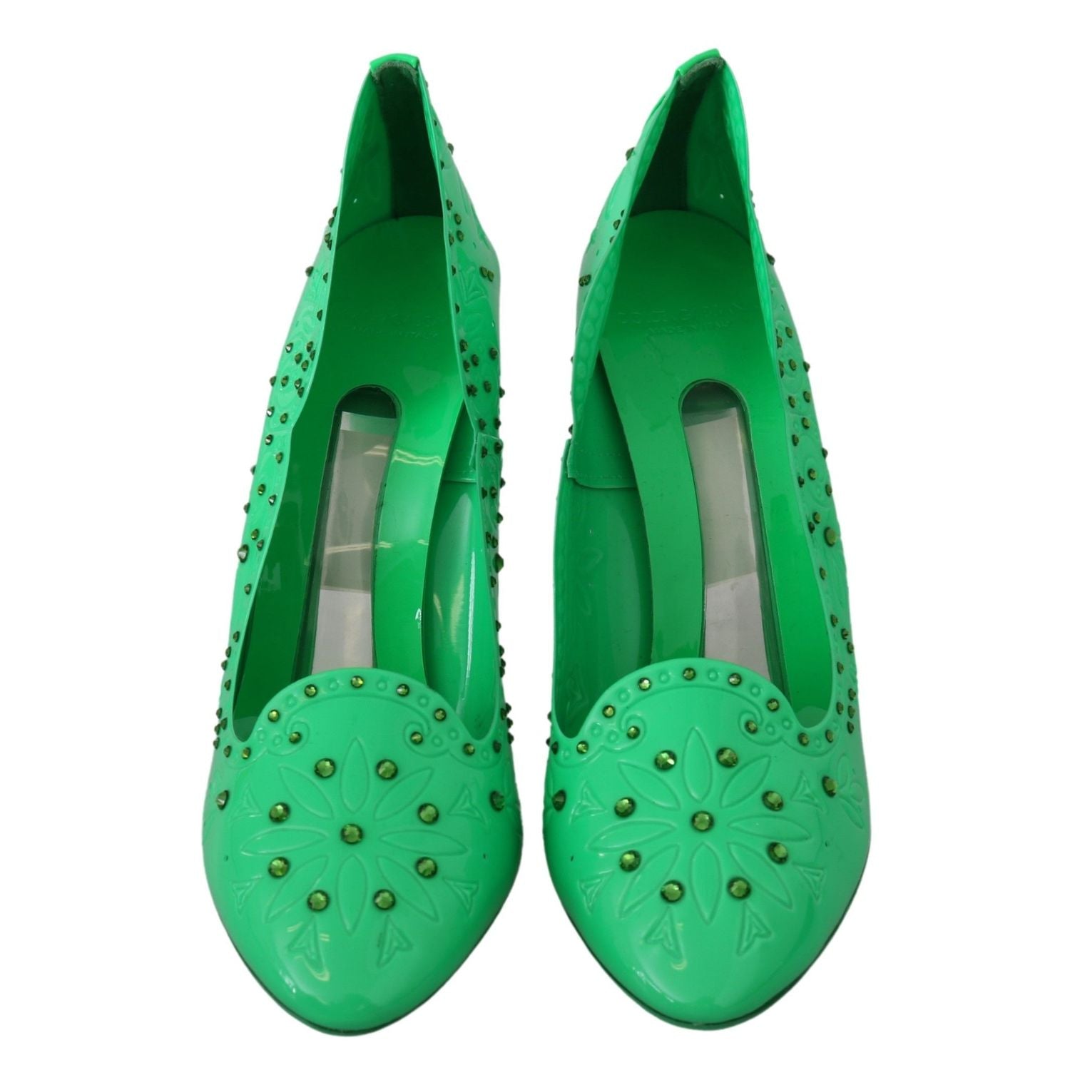 Dolce & Gabbana Green Crystal Floral Heels CINDERELLA Shoes