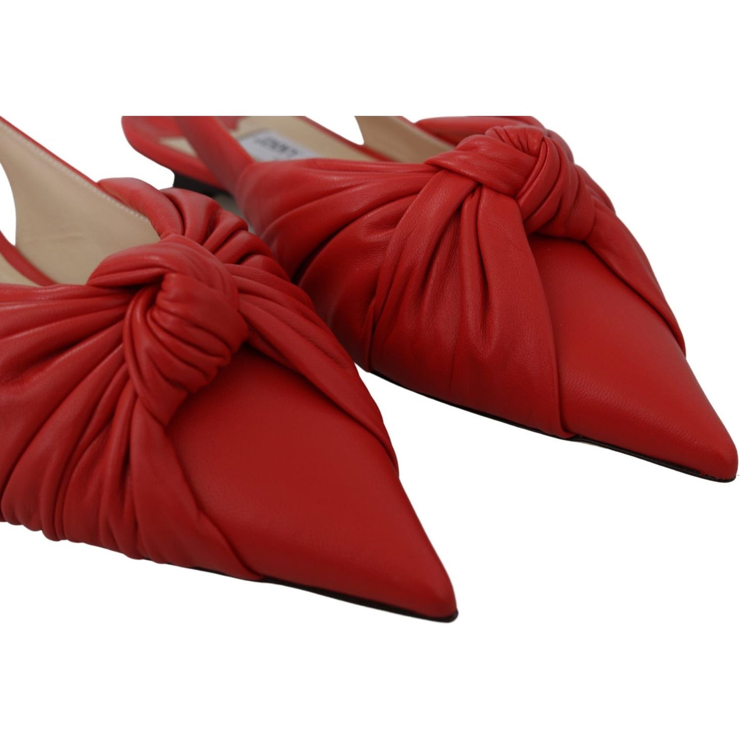 Jimmy Choo Chic Red Pointed Toe Leather Flats Shoes Jimmy Choo