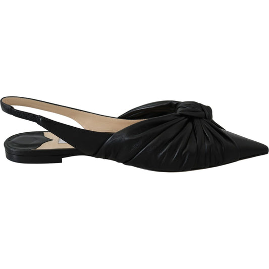 Jimmy Choo Black Leather Annabell Flat Shoes