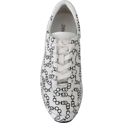 Jimmy Choo White and Black Leather Monza Sneakers