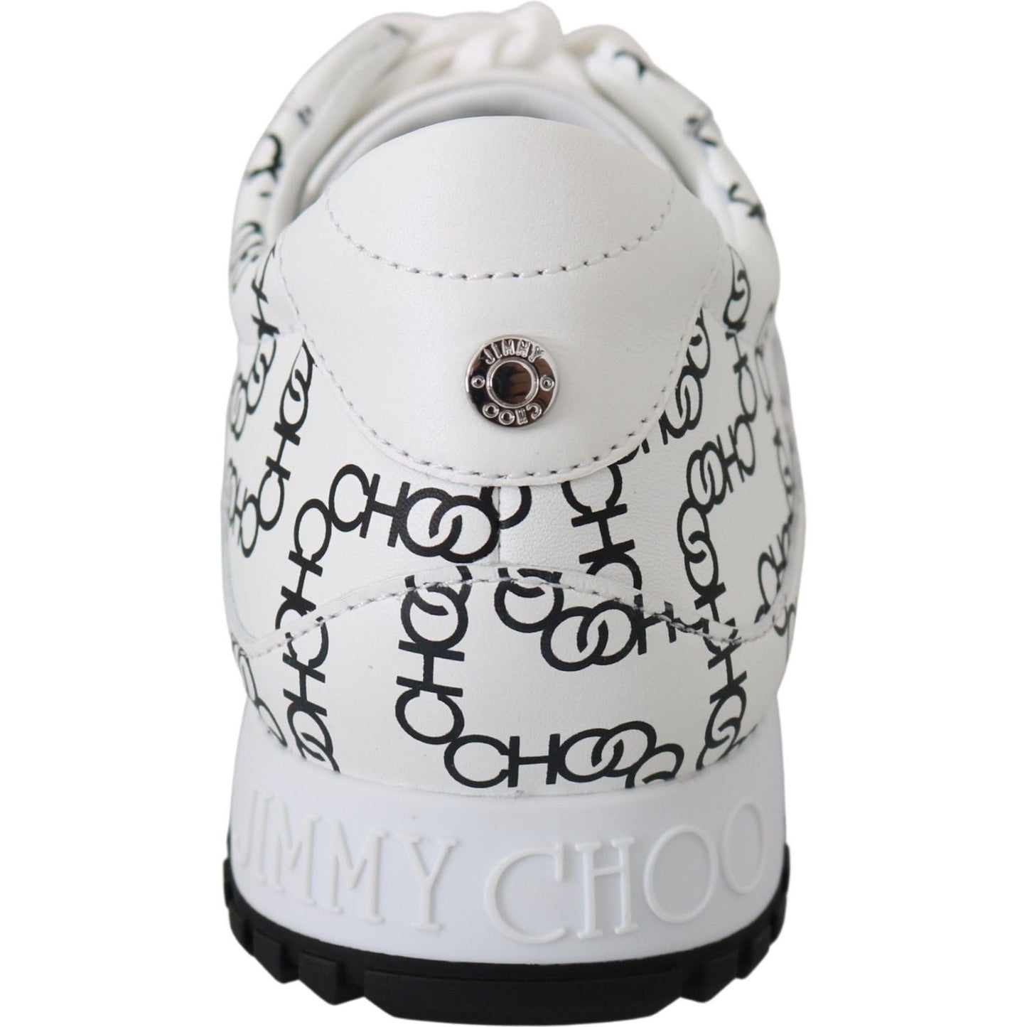 Jimmy Choo White and Black Leather Monza Sneakers