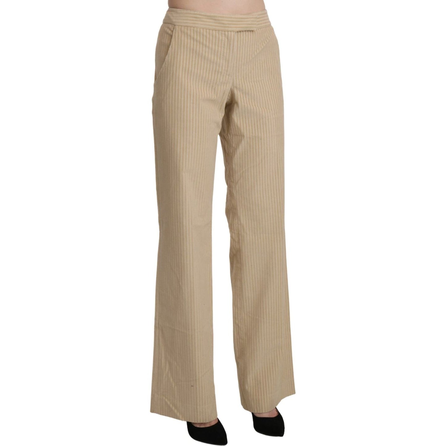 Ermanno Scervino Chic Beige High-Waist Wide Leg Pants Jeans & Pants Ermanno Scervino