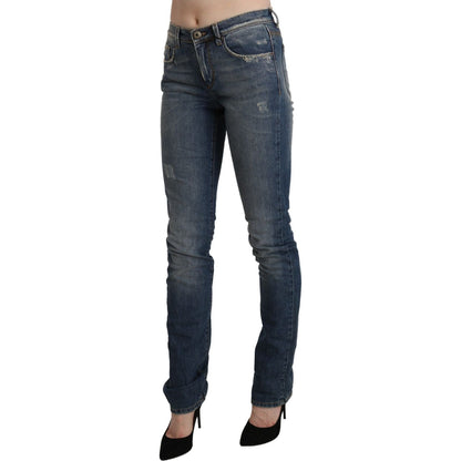 Ermanno Scervino Chic Mid Waist Skinny Denim in Blue Washed Ermanno Scervino