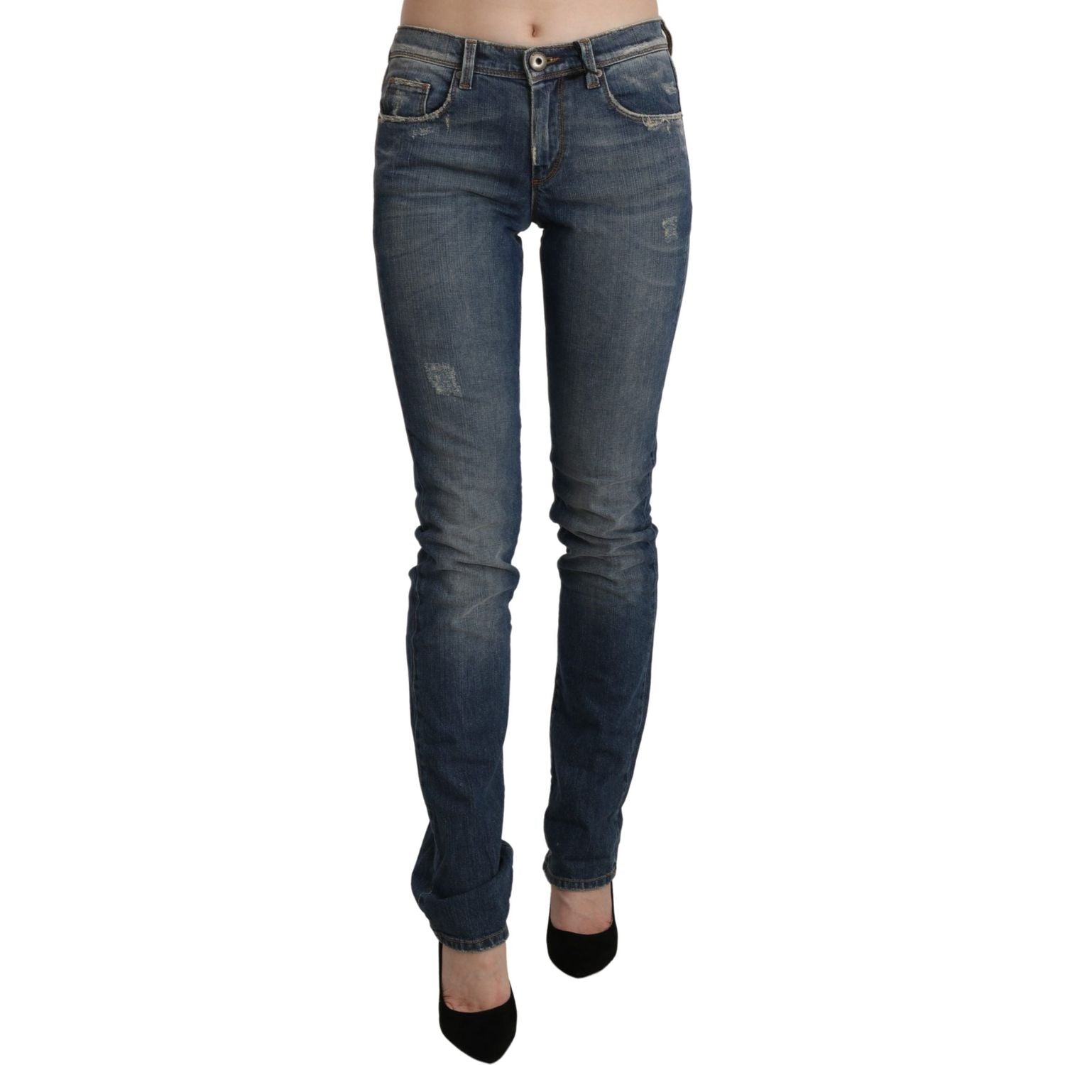 Ermanno Scervino Chic Mid Waist Skinny Denim in Blue Washed