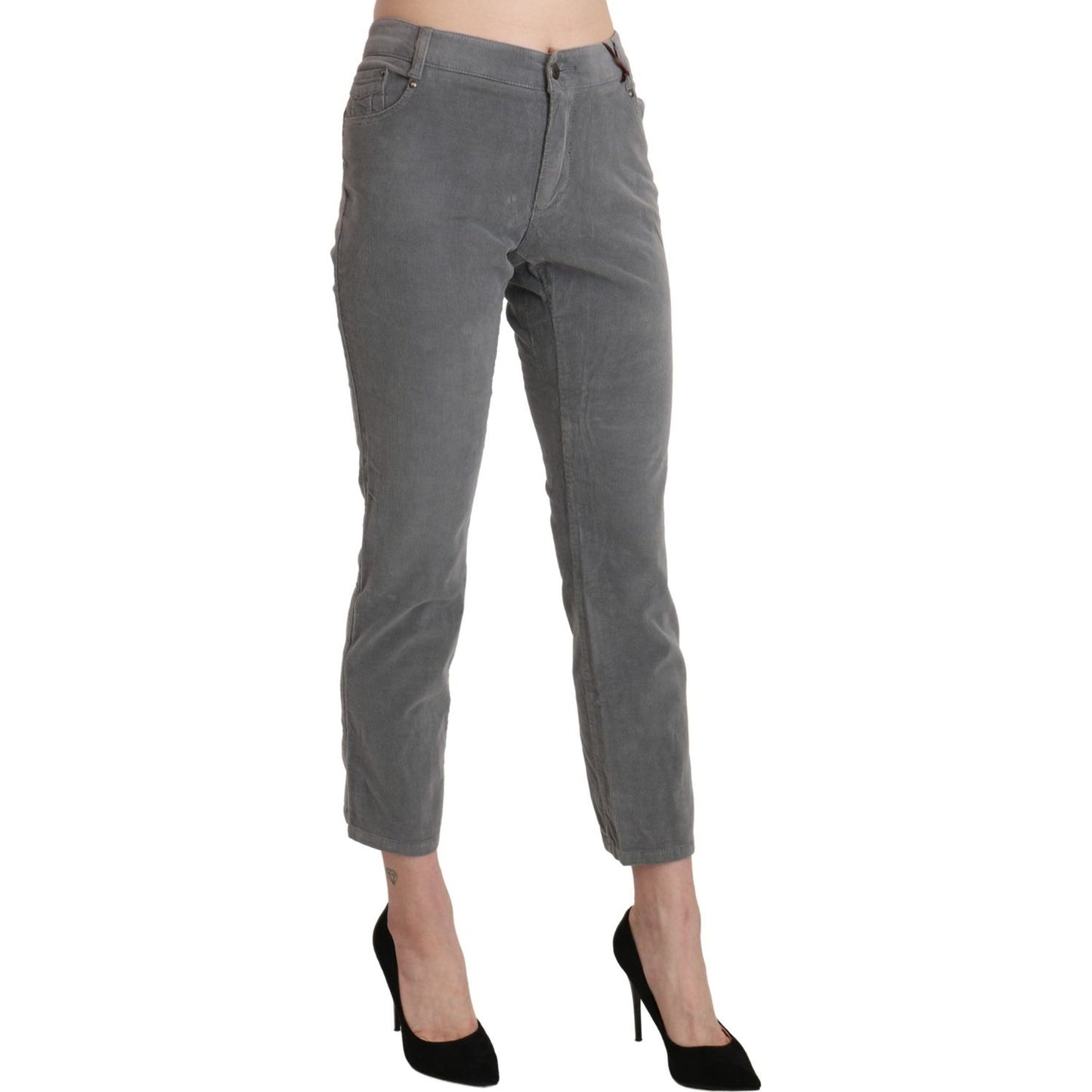 Ermanno Scervino Chic Gray Mid Waist Cropped Trousers Ermanno Scervino