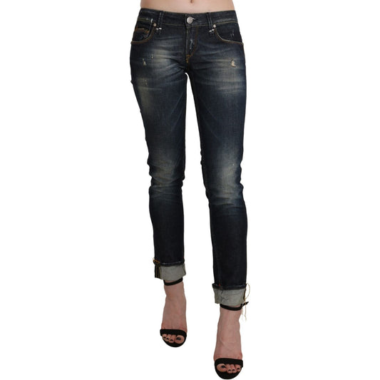 Acht Blue Washed Low Waist Skinny Cropped Denim Pant