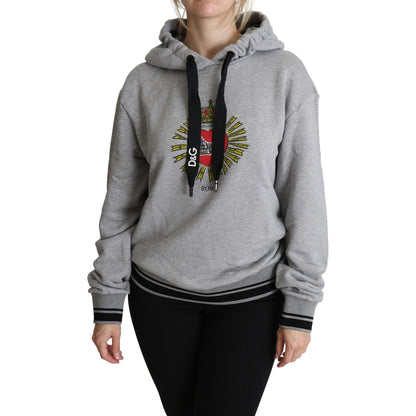 Dolce & Gabbana Gray Printed Hooded Exclusive Logo Sweater