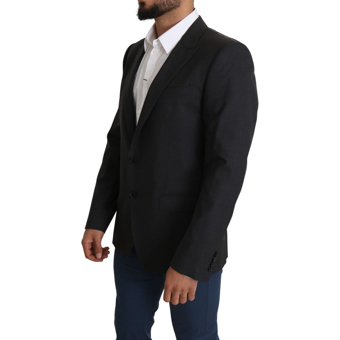 Dolce & Gabbana Elegant Gray Wool Silk Blend Slim Fit Blazer Dolce & Gabbana