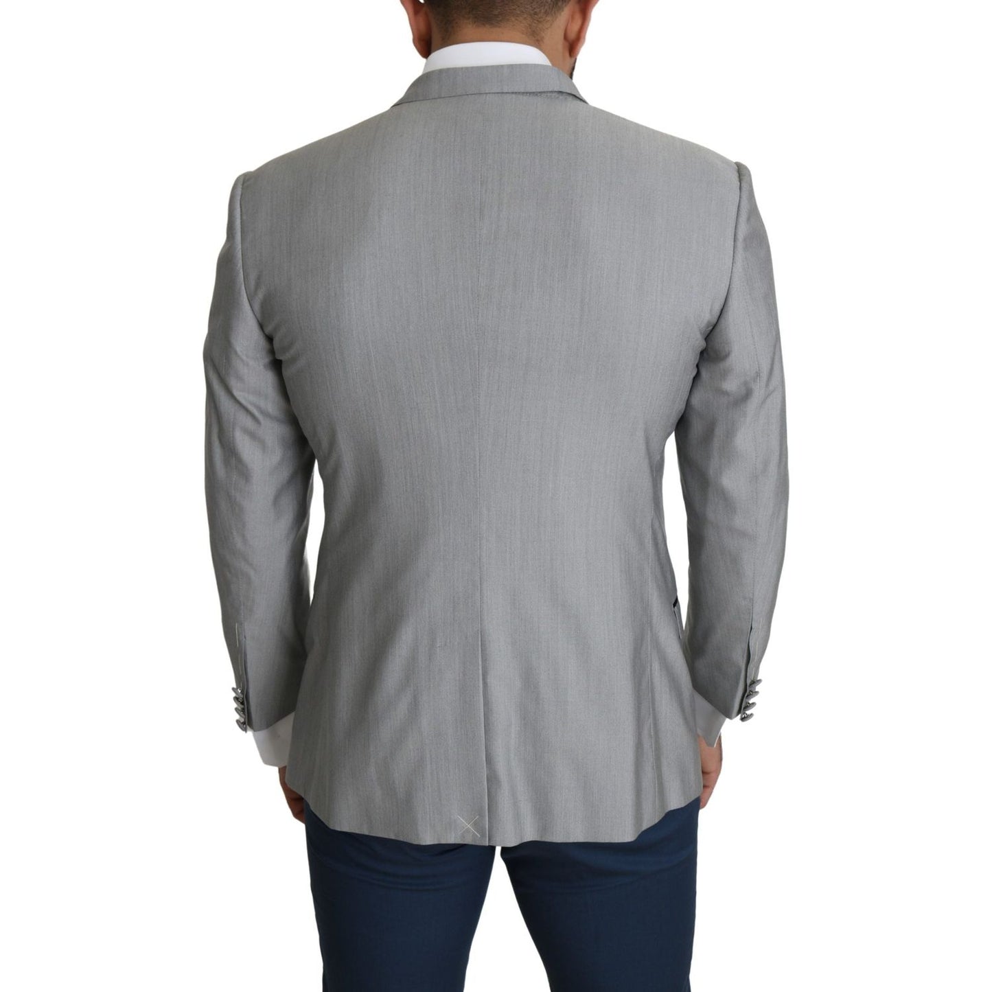 Dolce & Gabbana Elegant Silk Blend Light Gray Blazer Dolce & Gabbana