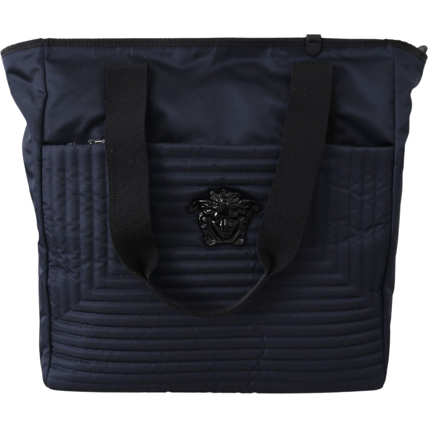 Versace Elegant Blue Nylon Tote Bag Versace