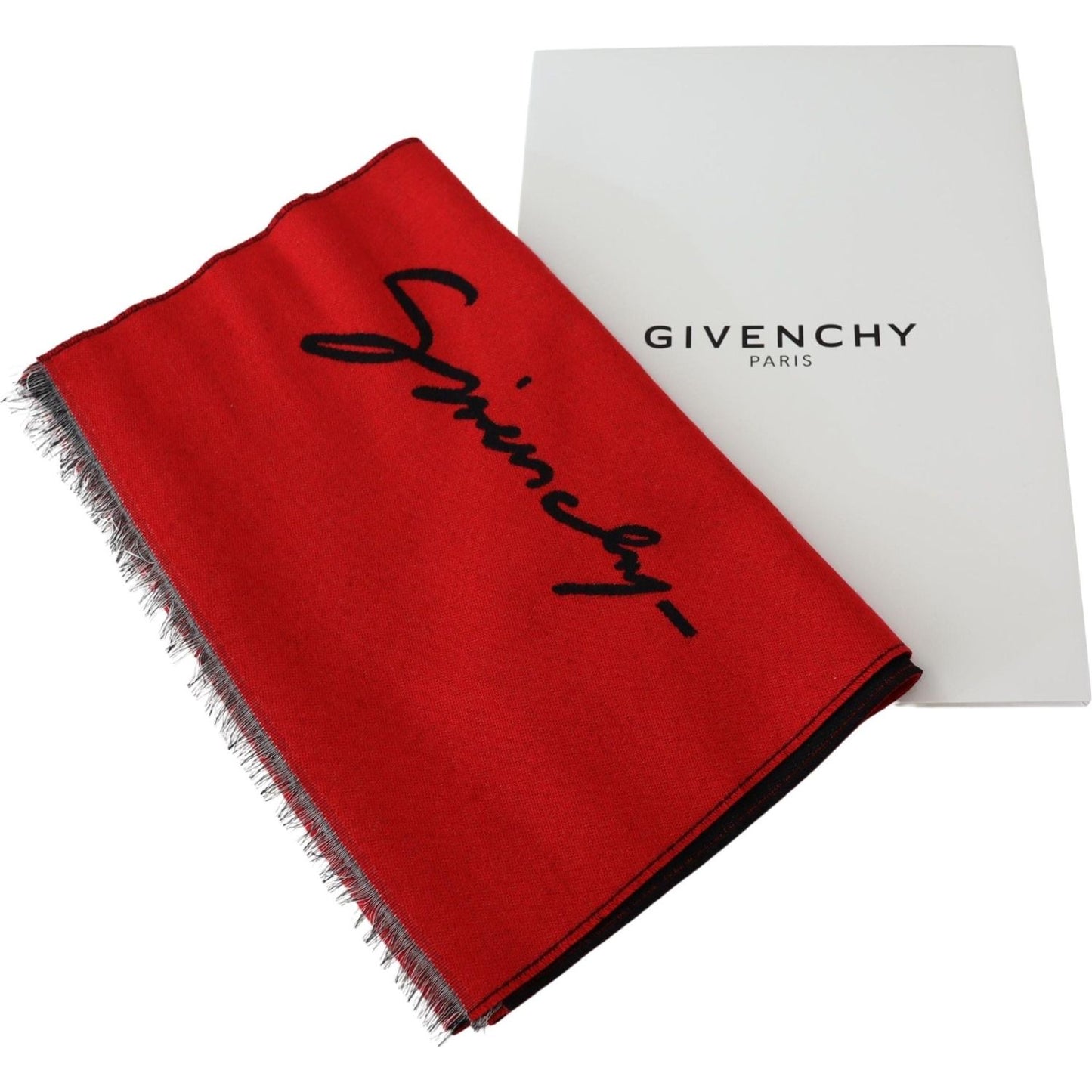 Givenchy Elegant Red Wool Blend Unisex Scarf Wool Wrap Shawl Scarf Givenchy