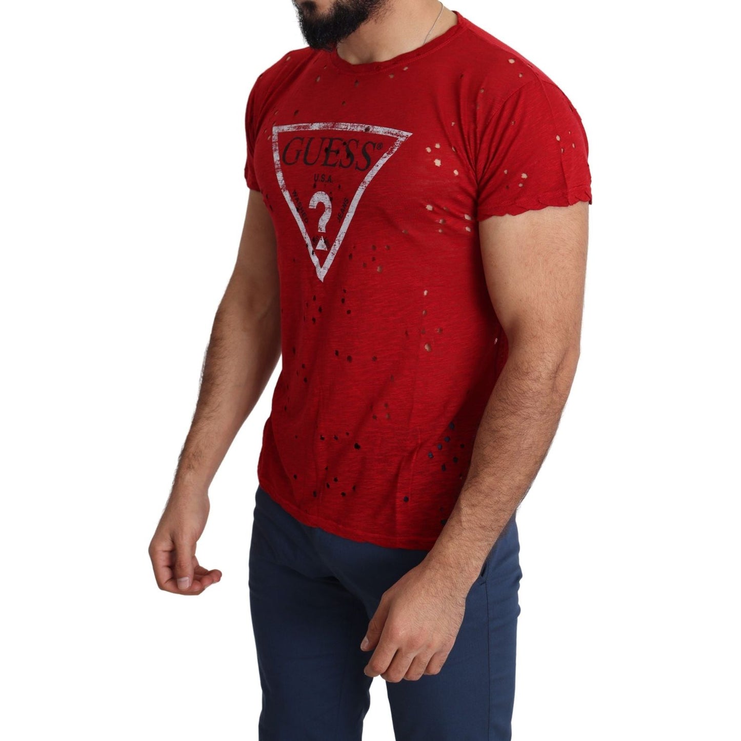 Guess Radiant Red Cotton Stretch T-Shirt Guess