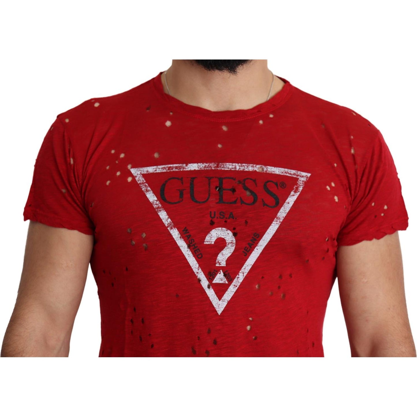 Guess Radiant Red Cotton Stretch T-Shirt Guess