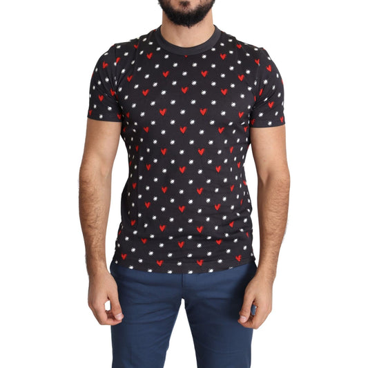 Dolce & Gabbana Chic Gray Cotton T-Shirt with Heart Prints Dolce & Gabbana