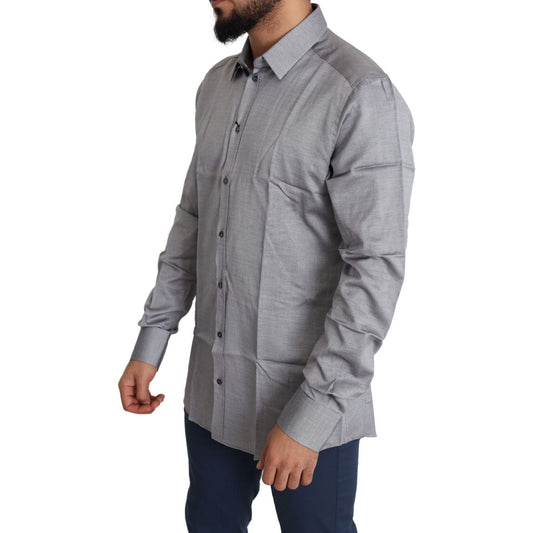 Dolce & Gabbana Elegant Gray Slim Fit Cotton Dress Shirt Dolce & Gabbana