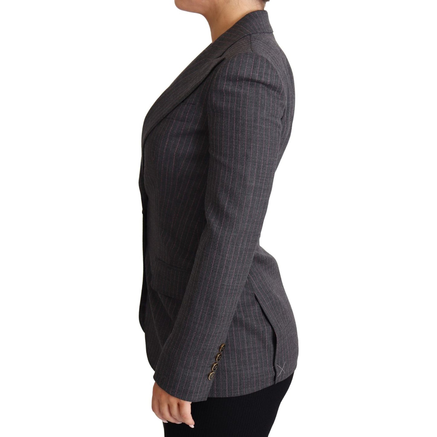 Dolce & Gabbana Gray Single Breasted Fitted Blazer Wool Jacket Dolce & Gabbana
