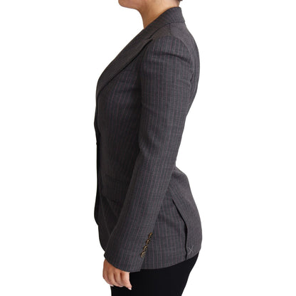 Dolce & Gabbana Gray Single Breasted Fitted Blazer Wool Jacket Dolce & Gabbana