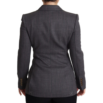 Dolce & Gabbana Gray Single Breasted Fitted Blazer Wool Jacket Dolce & Gabbana