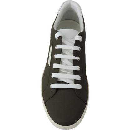 Dolce & Gabbana White Green Leather Low Top Sneakers Shoes