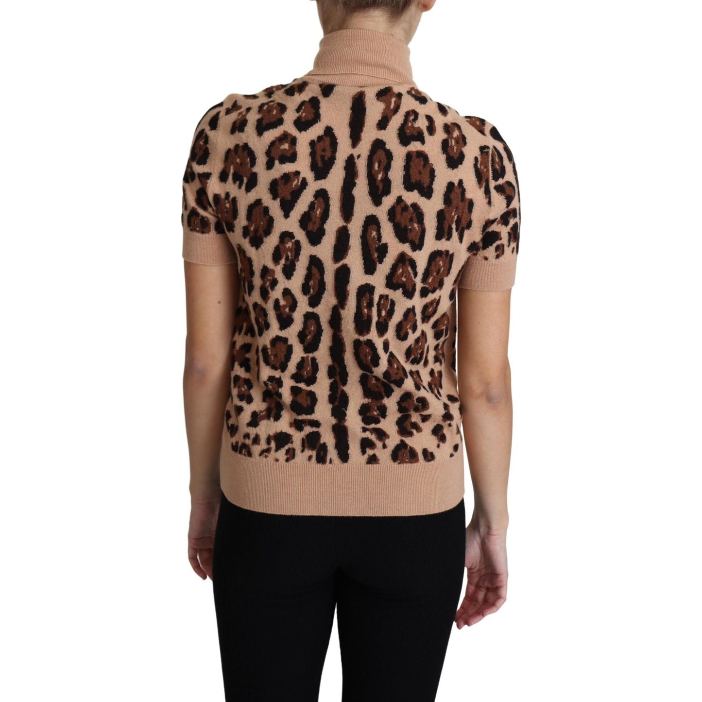 Dolce & Gabbana Elegant Leopard Print Wool Turtleneck Top Dolce & Gabbana