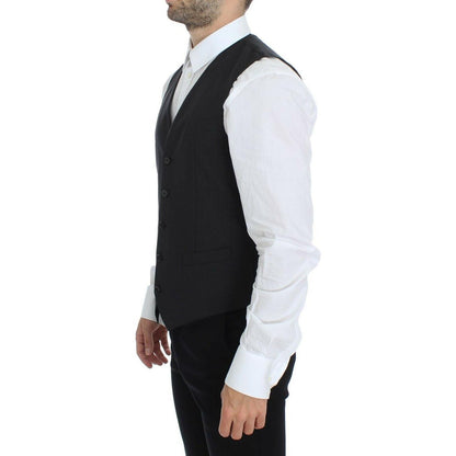 Dolce & Gabbana Gray Wool Stretch Dress Blazer Vest