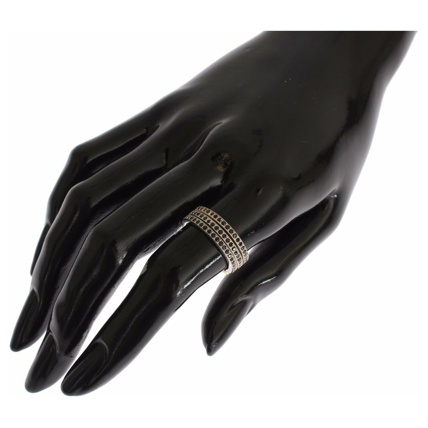 Nialaya Black CZ 925 Sterling Silver Womens Ring