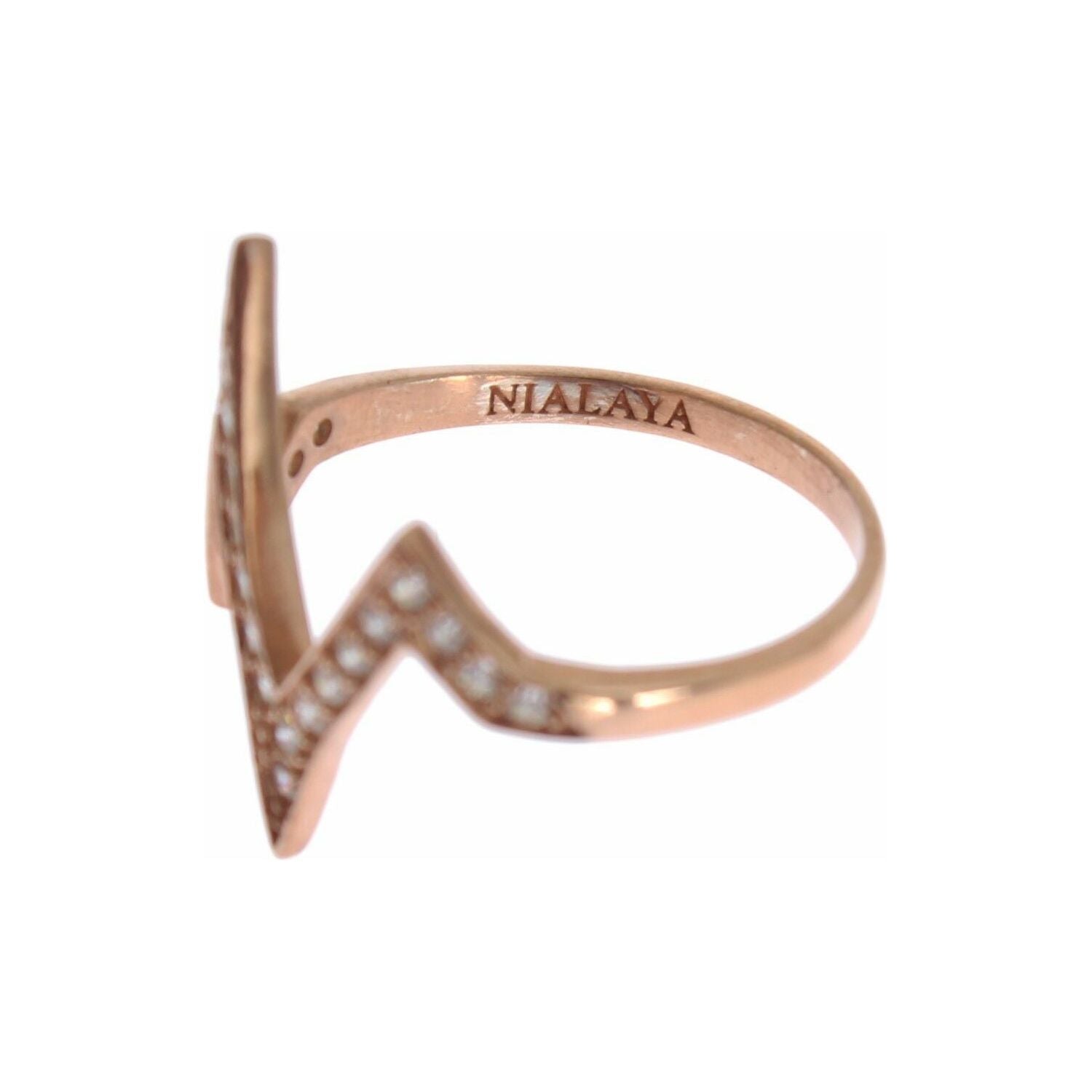 Nialaya Pink Gold 925 Silver Womens Clear Ring
