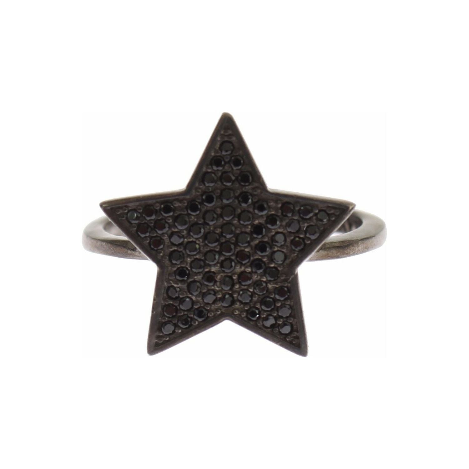 Nialaya Black CZ Star 925 Silver Womens Ring