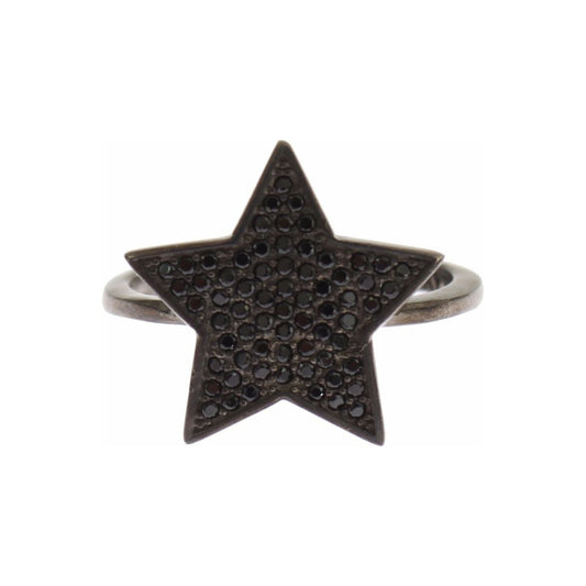 Nialaya Black CZ Star 925 Silver Womens Ring Ring