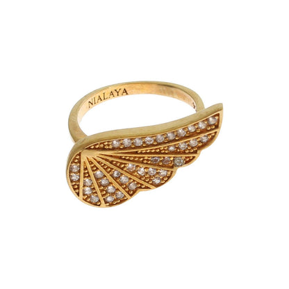 Nialaya Womens Clear CZ Gold 925 Silver Authentic Ring