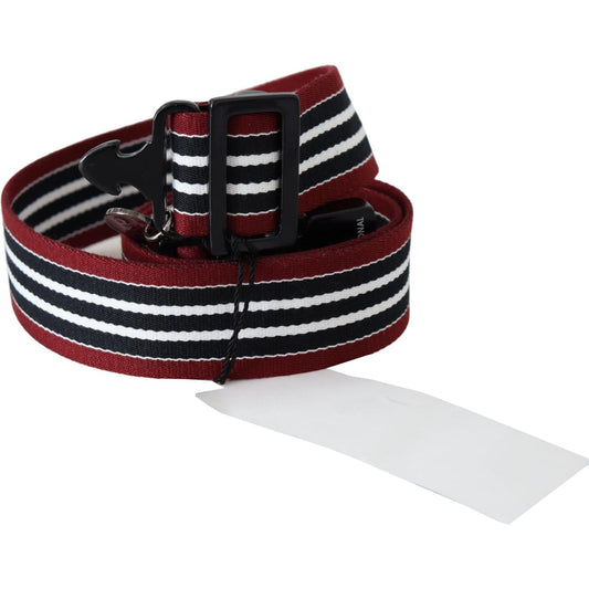 Costume National Striped Leather Fashion Belt in Black & Red Belt Costume National