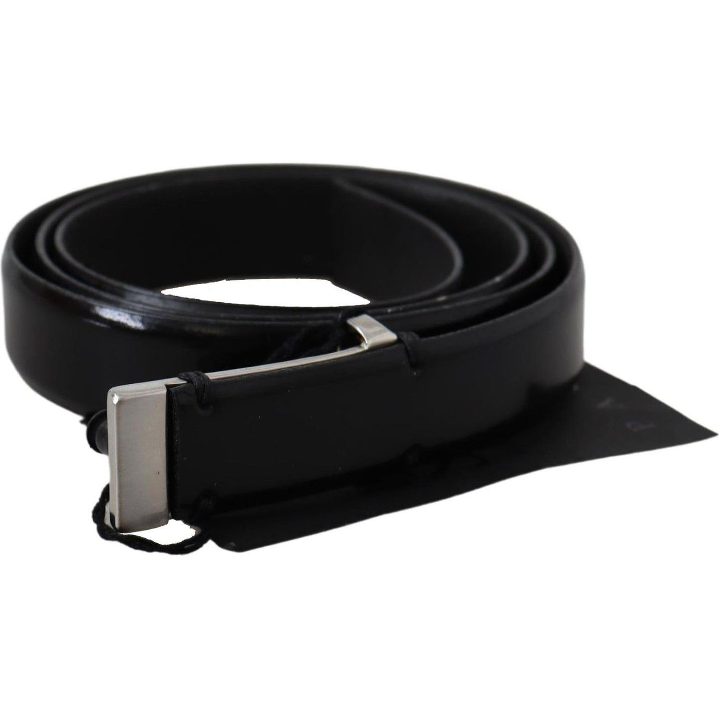 PLEIN SUD Elegant Black Leather Waist Belt Belt PLEIN SUD