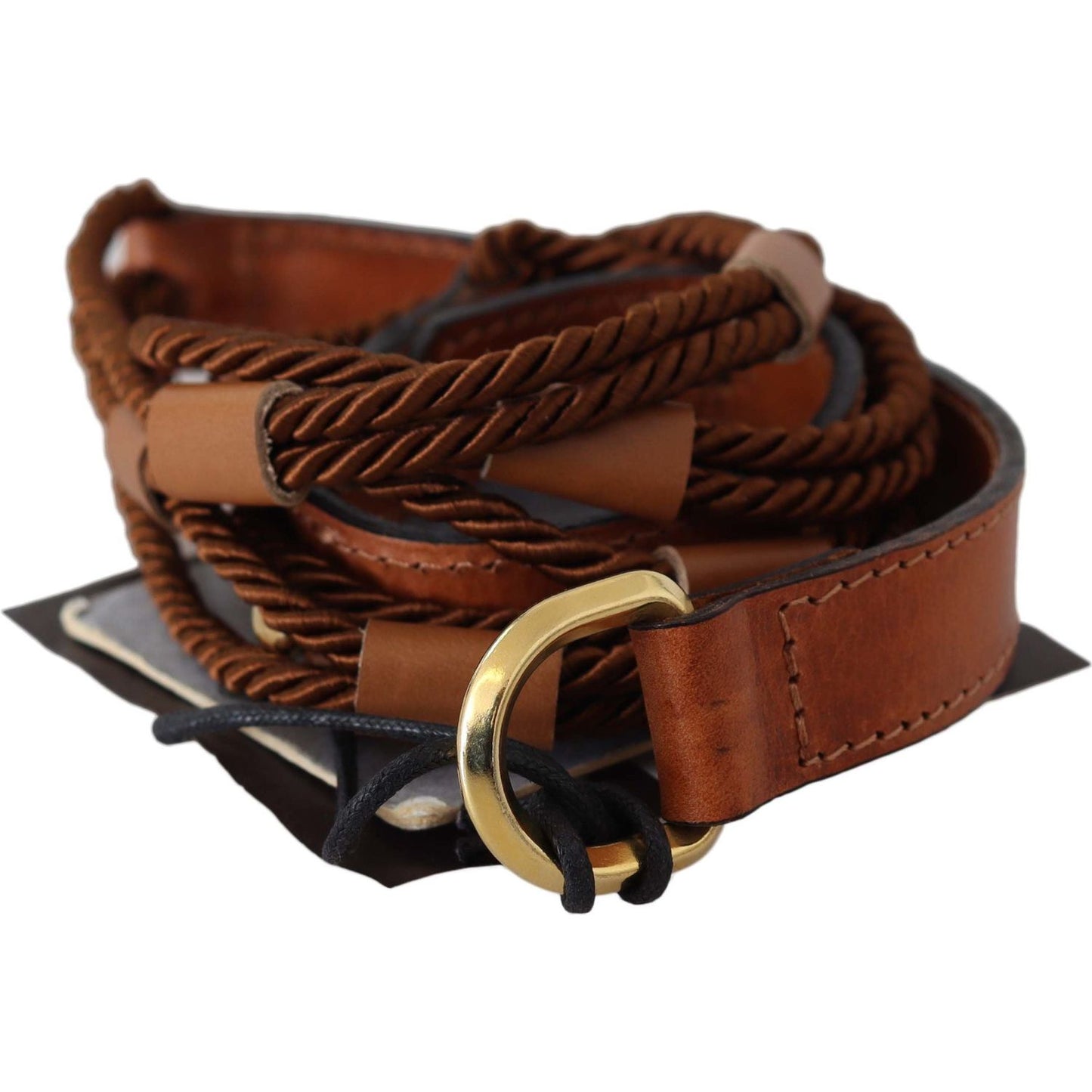 Scervino Street Elegant Braided Leather Belt in Dark Brown Belt Scervino Street