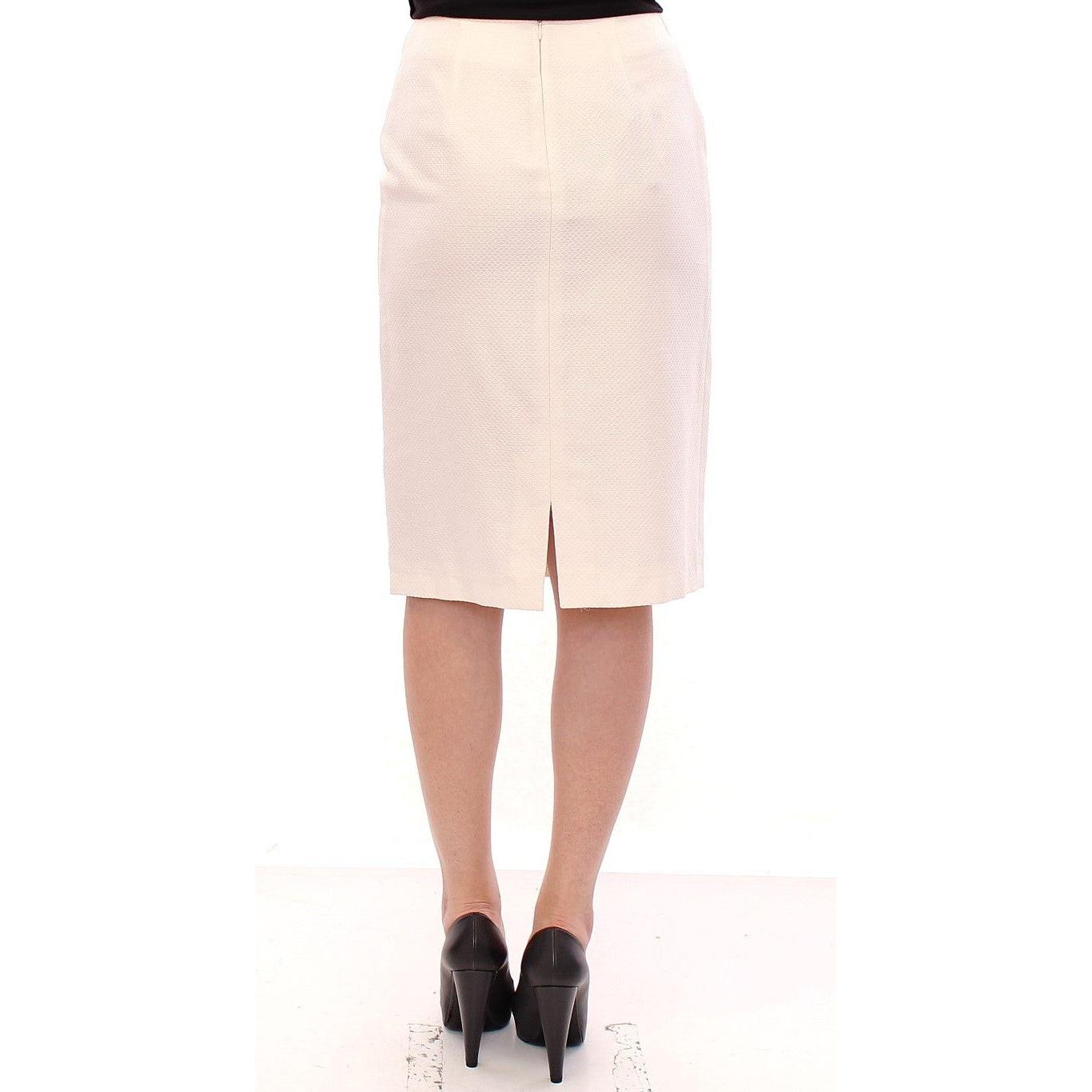 Andrea Incontri Elegant White Floral Pencil Skirt Andrea Incontri