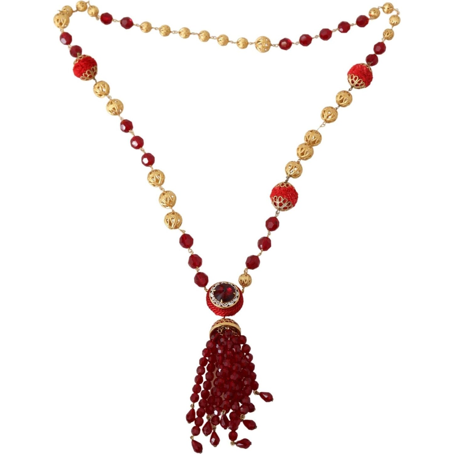 Dolce & Gabbana Elegant Red Crystal Gold-Plated Necklace Necklace Dolce & Gabbana