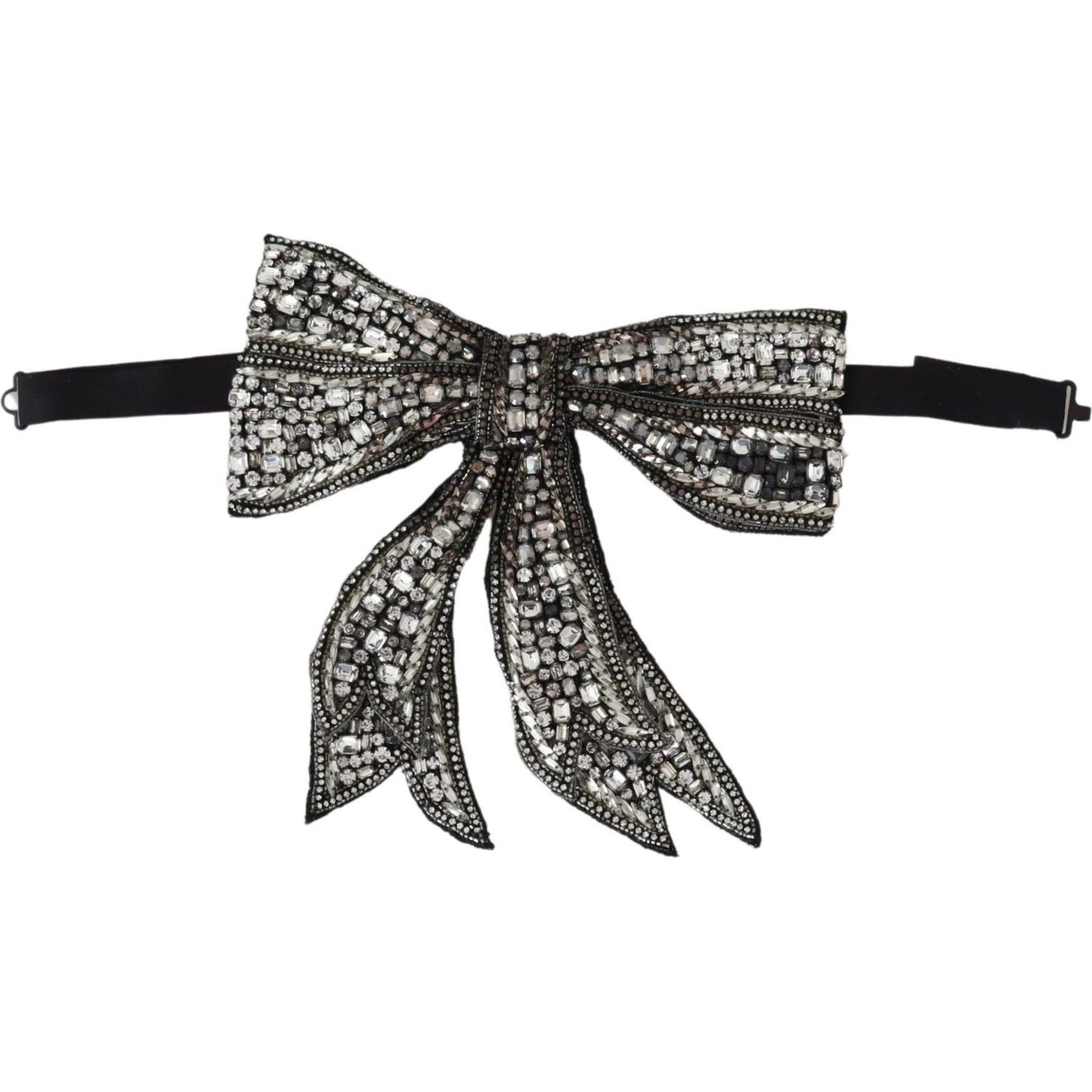 Dolce & Gabbana Crystal-Embellished Silk Bowtie - Silver Elegance Necklace Dolce & Gabbana