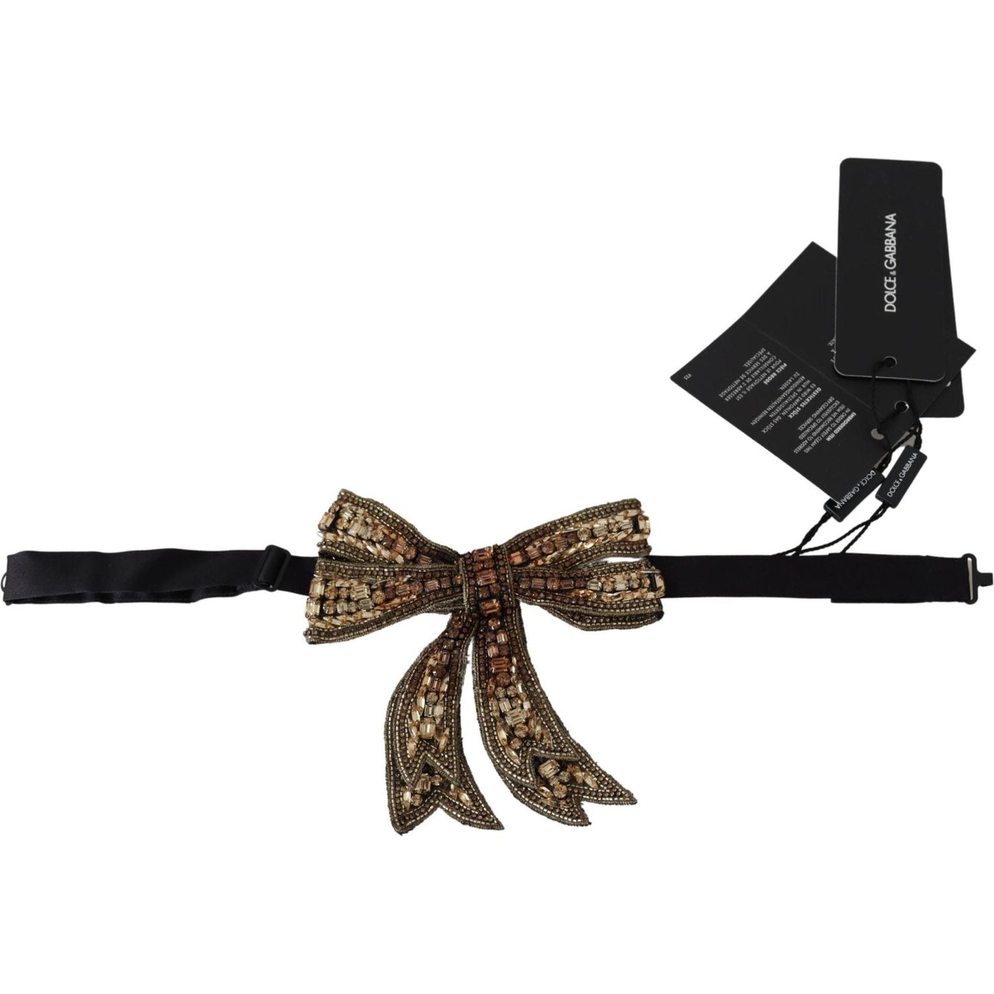 Dolce & Gabbana Elegant Gold Silk Embellished Bowtie Dolce & Gabbana