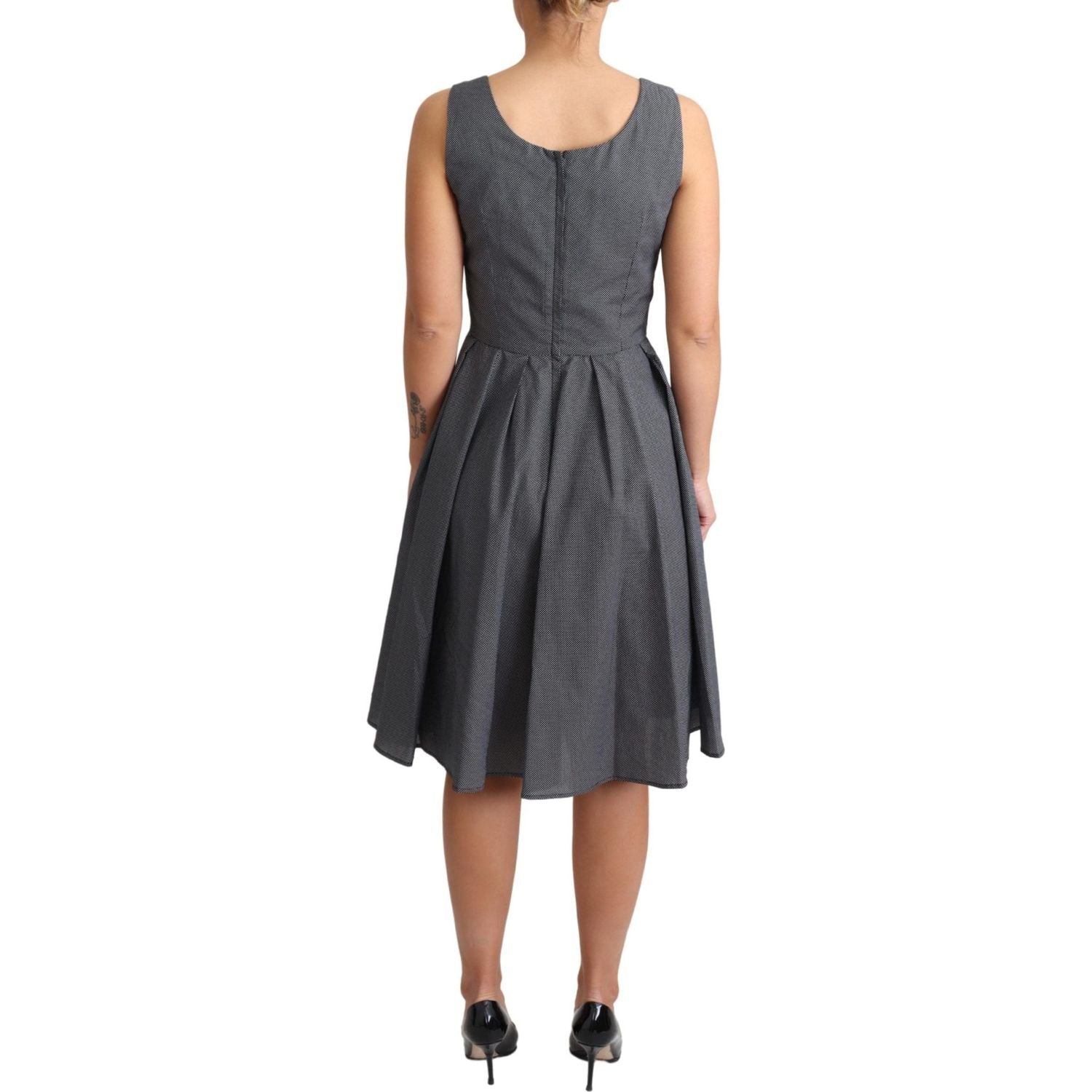 Dolce & Gabbana Black Polka Dotted Cotton A-Line Dress