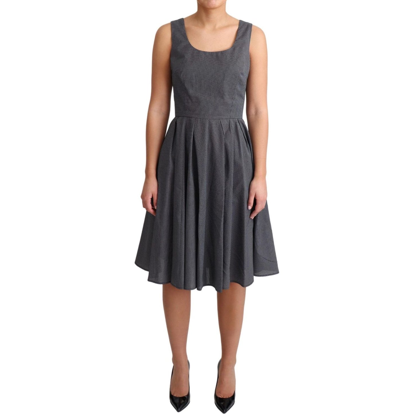 Dolce & Gabbana Black Polka Dotted Cotton A-Line Dress